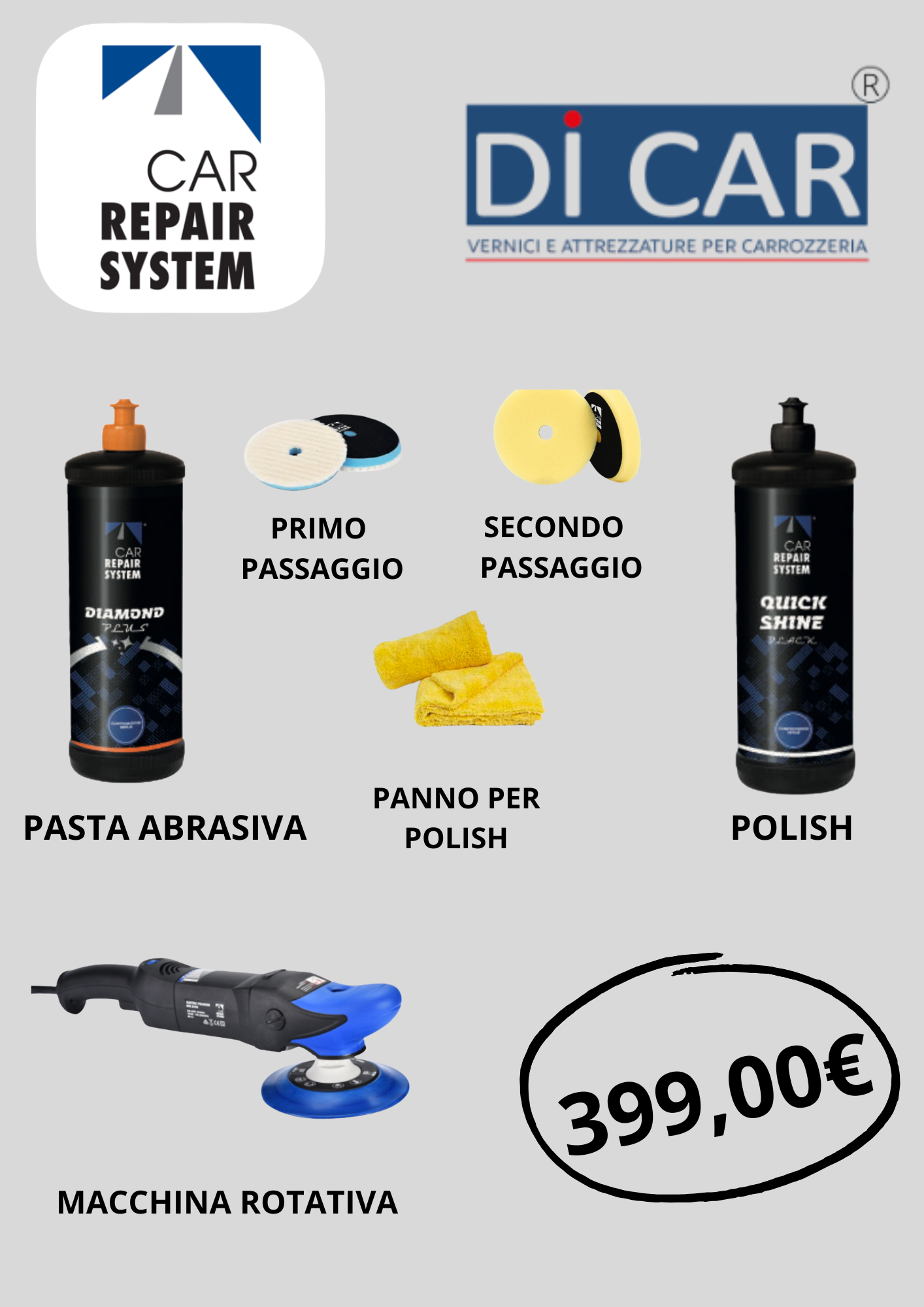 Kit lucidatura + lucidatrice elettrica
